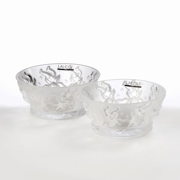 Lalique coppia di portacandele circolari in cristallo  - Asta L'Arte della Tavola - Associazione Nazionale - Case d'Asta italiane