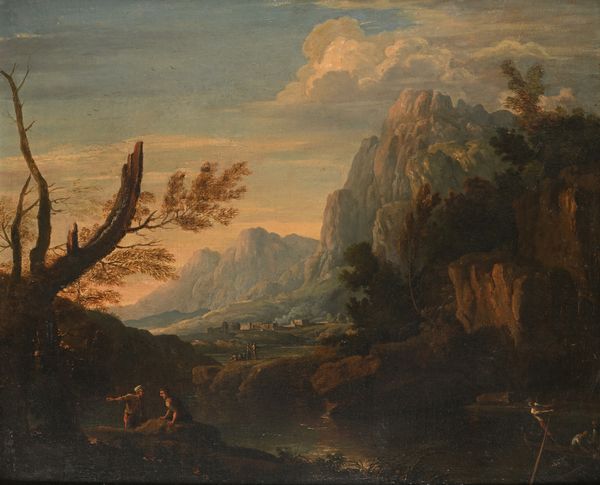 Scuola romana del XVIII secolo : Paesaggio arcadico  - Asta Collezioni Private - Mobili, Oggetti d'Arte e Dipinti Antichi e del XIX Secolo - Associazione Nazionale - Case d'Asta italiane