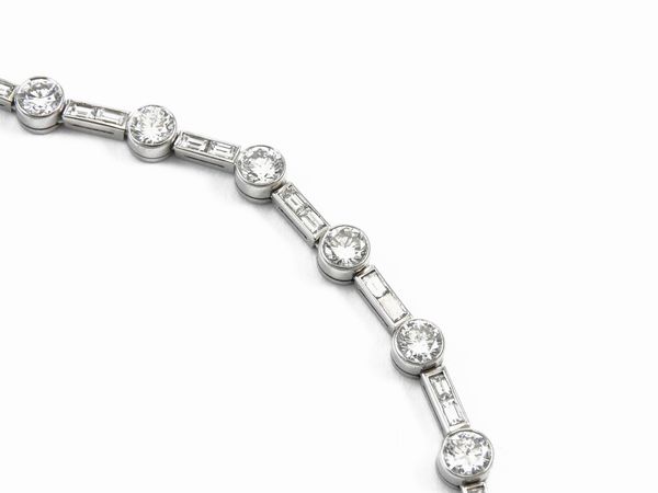 Importante collana rivière in oro bianco e diamanti  - Asta I gioielli di Rosa Segreto Annigoni - Associazione Nazionale - Case d'Asta italiane