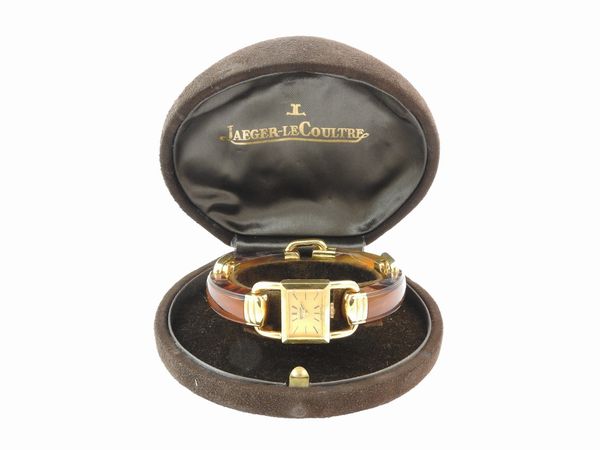 Jaeger Le Coultre, orologio da polso da donna Etrier in oro giallo e bachelite  - Asta I gioielli di Rosa Segreto Annigoni - Associazione Nazionale - Case d'Asta italiane