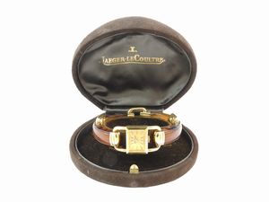 Jaeger Le Coultre, orologio da polso da donna Etrier in oro giallo e bachelite  - Asta I gioielli di Rosa Segreto Annigoni - Associazione Nazionale - Case d'Asta italiane