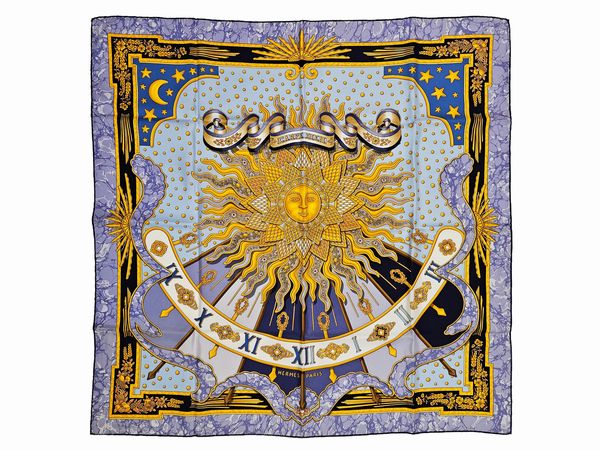 Hermès - Foulard in seta Carpe Diem by Joachim Metz 1994  - Asta Vintagemania - Associazione Nazionale - Case d'Asta italiane