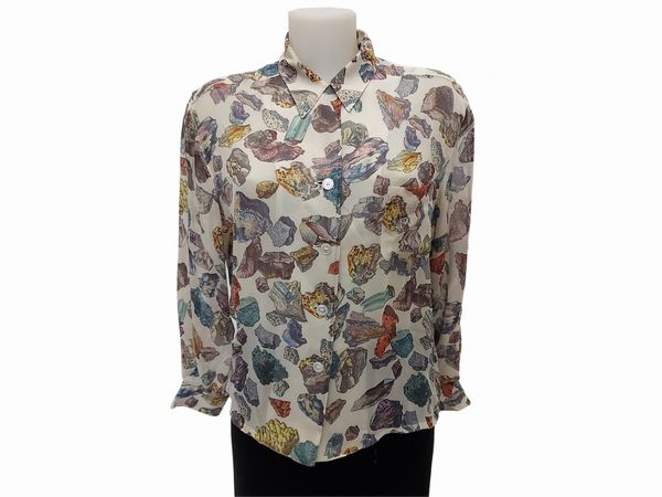 Hermès - Camicia Mineraux in seta by Hugo Grygkar  - Asta Vintagemania - Associazione Nazionale - Case d'Asta italiane