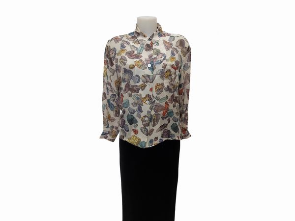 Hermès - Camicia Mineraux in seta by Hugo Grygkar  - Asta Vintagemania - Associazione Nazionale - Case d'Asta italiane