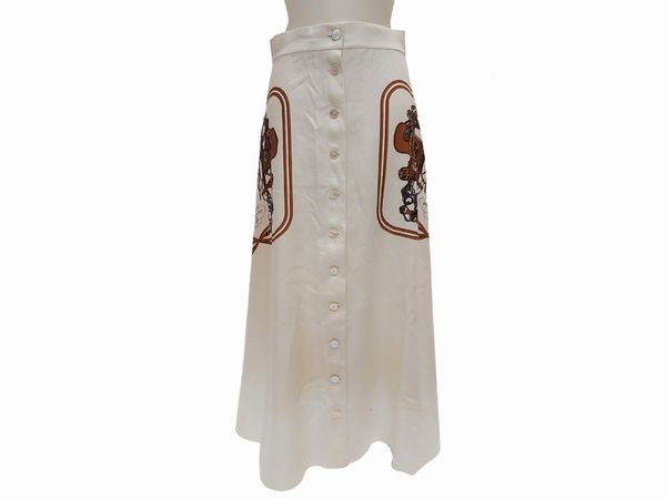 Hermès - Gomma midi Brides de Gala in lino color panna  - Asta Vintagemania - Associazione Nazionale - Case d'Asta italiane