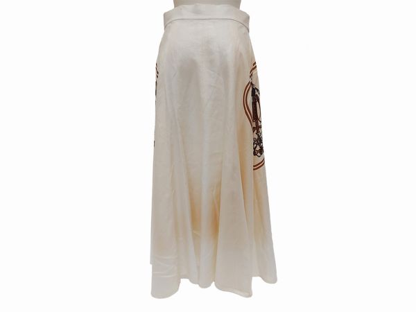 Hermès - Gomma midi Brides de Gala in lino color panna  - Asta Vintagemania - Associazione Nazionale - Case d'Asta italiane