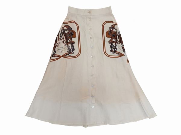Hermès - Gomma midi Brides de Gala in lino color panna  - Asta Vintagemania - Associazione Nazionale - Case d'Asta italiane