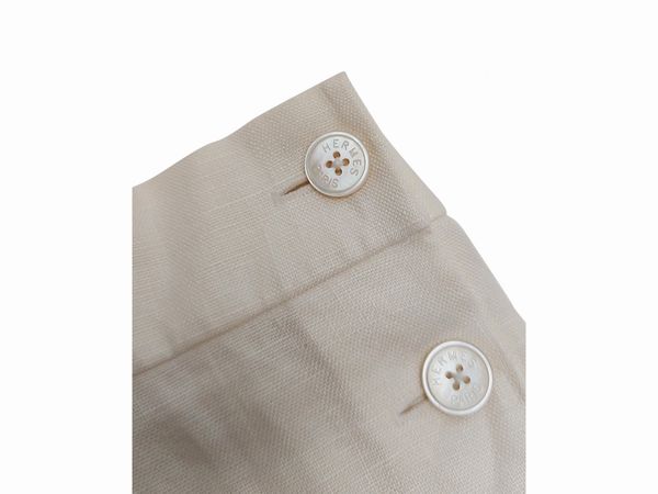 Hermès - Gomma midi Brides de Gala in lino color panna  - Asta Vintagemania - Associazione Nazionale - Case d'Asta italiane