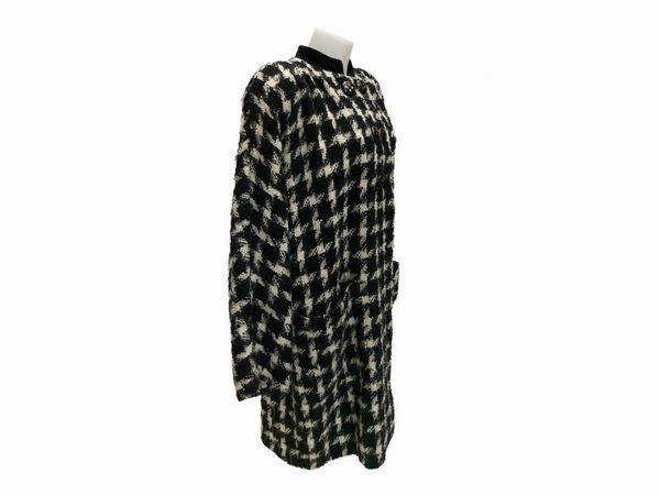 Valentino - Cappotto in lana bouclé pied de poule bianco e nero  - Asta Vintagemania - Associazione Nazionale - Case d'Asta italiane