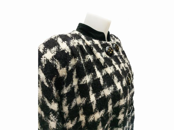 Valentino - Cappotto in lana bouclé pied de poule bianco e nero  - Asta Vintagemania - Associazione Nazionale - Case d'Asta italiane