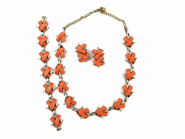 Marboux - Parure collana, bracciale e orecchini a clip  - Asta Vintagemania - Associazione Nazionale - Case d'Asta italiane
