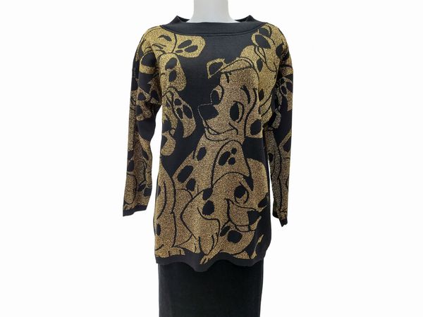 Iceberg - Maxi maglia Disney in lana nera e lamé oro  - Asta Vintagemania - Associazione Nazionale - Case d'Asta italiane