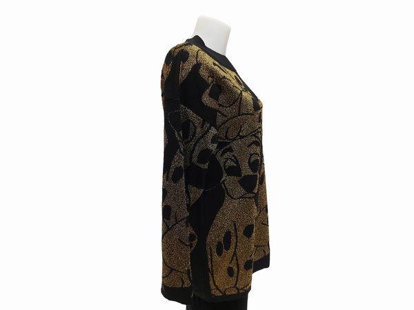 Iceberg - Maxi maglia Disney in lana nera e lamé oro  - Asta Vintagemania - Associazione Nazionale - Case d'Asta italiane