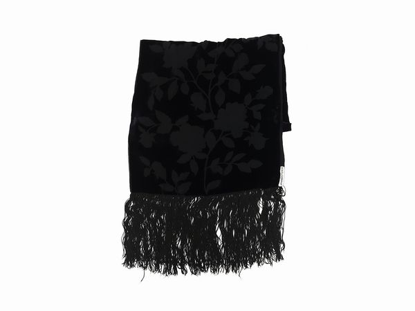 Dolce & Gabbana - Sciarpa in seta e velluto devoré nero  - Asta Vintagemania - Associazione Nazionale - Case d'Asta italiane