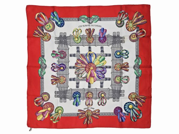 Hermès - Foulard in seta Le rubans du cheval by Joachim Metz  - Asta Vintagemania - Associazione Nazionale - Case d'Asta italiane