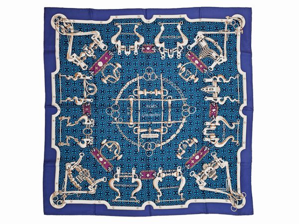 Hermès - Foulard in seta Mors et Gourmettes by Henri d'Origny  - Asta Vintagemania - Associazione Nazionale - Case d'Asta italiane
