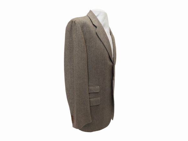 Salvatore Ferragamo - Giacca da uomo in lana beige spigato  - Asta Vintagemania - Associazione Nazionale - Case d'Asta italiane