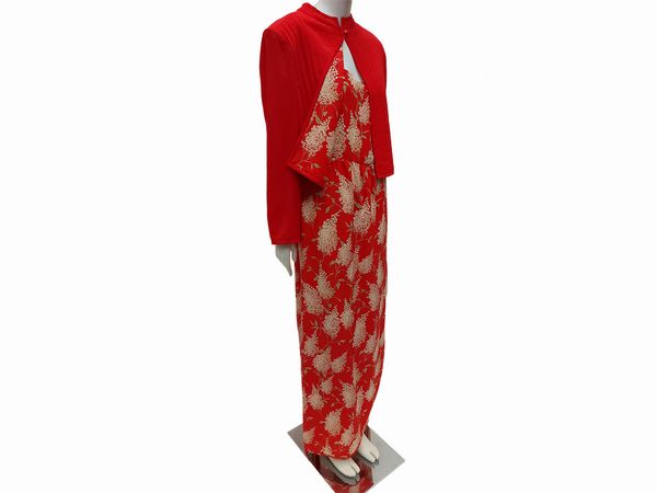 Abito lungo con giacchina in seta rossa, Rossana Massetti, Firenze  - Asta Vintagemania - Associazione Nazionale - Case d'Asta italiane