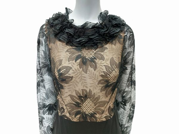 Abito sartoriale da sera in pizzo e seta nera  - Asta Vintagemania - Associazione Nazionale - Case d'Asta italiane