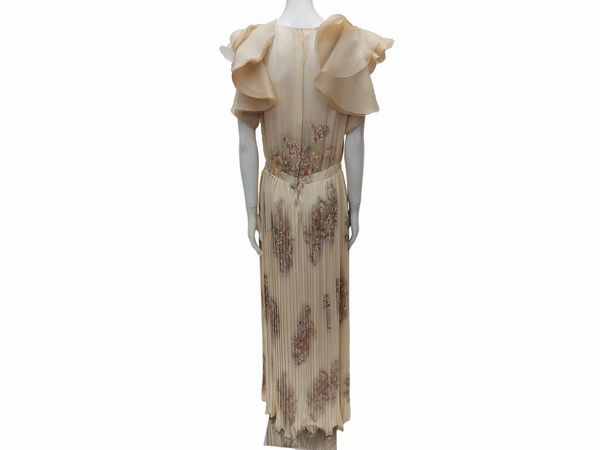 Abito sartoriale lungo in voile di seta plissé  - Asta Vintagemania - Associazione Nazionale - Case d'Asta italiane