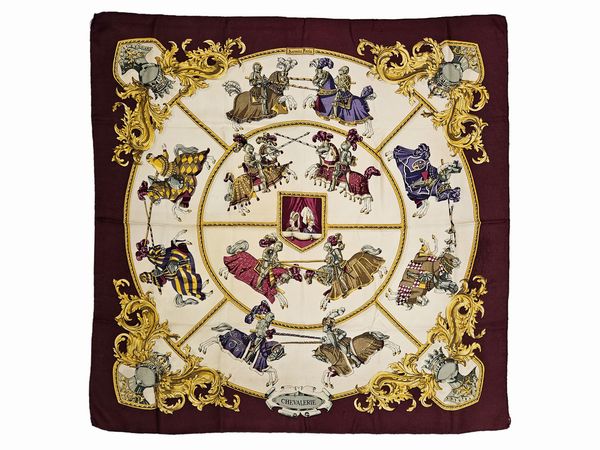 Hermès - Foulard in seta Chevalerie by Cathy Latham  - Asta Vintagemania - Associazione Nazionale - Case d'Asta italiane