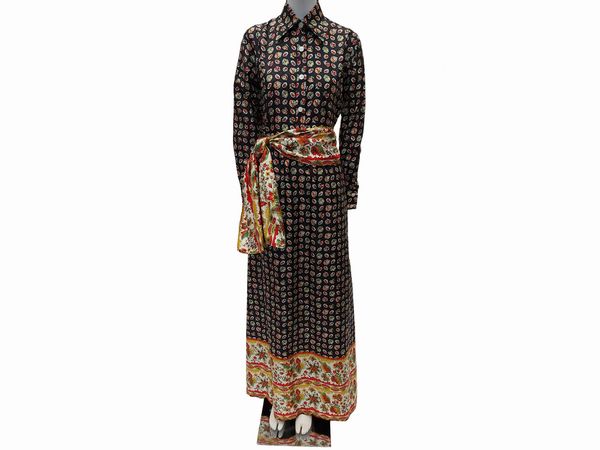 Valentino - Completo camicia, gonna midi e fusciacca in seta  - Asta Vintagemania - Associazione Nazionale - Case d'Asta italiane