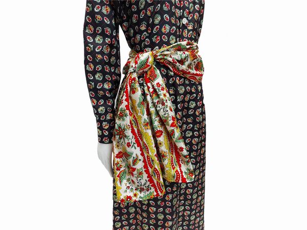 Valentino - Completo camicia, gonna midi e fusciacca in seta  - Asta Vintagemania - Associazione Nazionale - Case d'Asta italiane