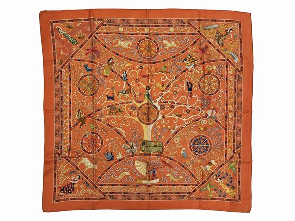Hermès - Foulard in seta Peuple du Vent by Christine Henry  - Asta Vintagemania - Associazione Nazionale - Case d'Asta italiane