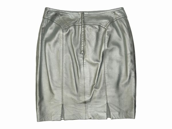 Escada - Tailleur in pelle color argento  - Asta Vintagemania - Associazione Nazionale - Case d'Asta italiane