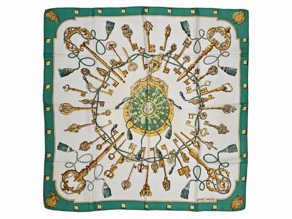 Hermès - Foulard in seta Les Clés  - Asta Vintagemania - Associazione Nazionale - Case d'Asta italiane