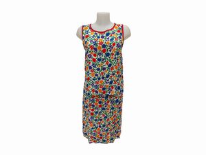 Saint Laurent rive gauche - Tailleur tre pezzi in crepe di seta a motivo floreale su fondo bianco  - Asta Vintagemania - Associazione Nazionale - Case d'Asta italiane