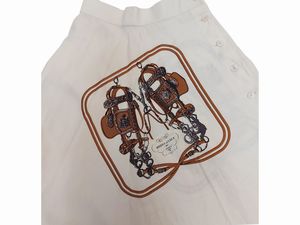 Hermès - Gomma midi Brides de Gala in lino color panna  - Asta Vintagemania - Associazione Nazionale - Case d'Asta italiane