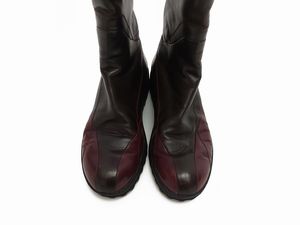 Stivali in pelle marrone e bordeaux, Vibram  - Asta Vintagemania - Associazione Nazionale - Case d'Asta italiane