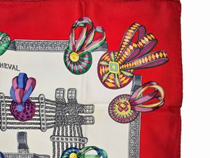 Hermès - Foulard in seta Le rubans du cheval by Joachim Metz  - Asta Vintagemania - Associazione Nazionale - Case d'Asta italiane