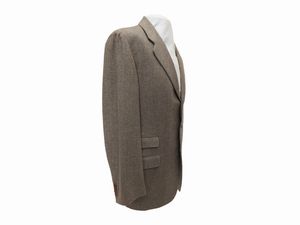 Salvatore Ferragamo - Giacca da uomo in lana beige spigato  - Asta Vintagemania - Associazione Nazionale - Case d'Asta italiane