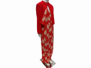 Abito lungo con giacchina in seta rossa, Rossana Massetti, Firenze  - Asta Vintagemania - Associazione Nazionale - Case d'Asta italiane