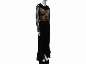 Abito sartoriale da sera in pizzo e seta nera  - Asta Vintagemania - Associazione Nazionale - Case d'Asta italiane