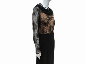 Abito sartoriale da sera in pizzo e seta nera  - Asta Vintagemania - Associazione Nazionale - Case d'Asta italiane