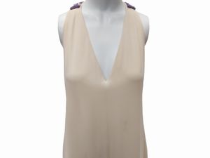 Abito sartoriale lungo in seta color panna, Alta Moda Massetti, Firenze  - Asta Vintagemania - Associazione Nazionale - Case d'Asta italiane