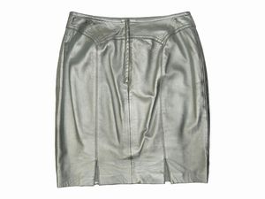 Escada - Tailleur in pelle color argento  - Asta Vintagemania - Associazione Nazionale - Case d'Asta italiane