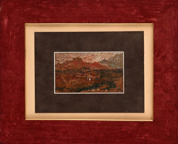 Enrico Reycend : Paesaggio con figure  - Asta Dipinti del XIX e XX secolo - Associazione Nazionale - Case d'Asta italiane