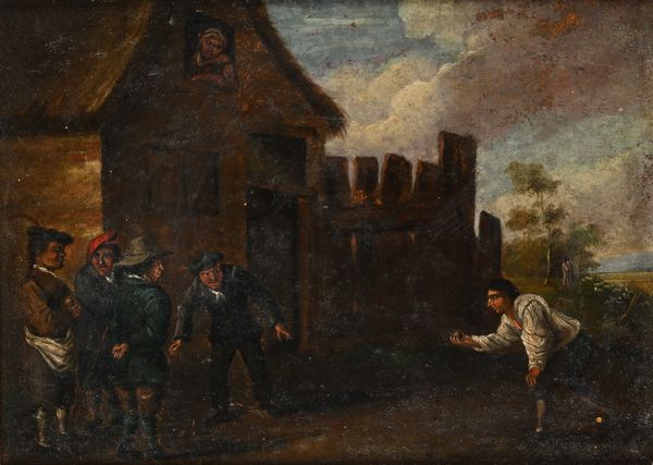 Scuola Europea del XIX secolo : Giocatori di bocce  - Asta Dipinti del XIX e XX secolo - Associazione Nazionale - Case d'Asta italiane