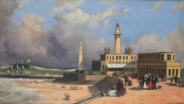 Scuola Europea del XIX secolo : Veduta della spiaggia di Ostenda  - Asta Dipinti del XIX e XX secolo - Associazione Nazionale - Case d'Asta italiane