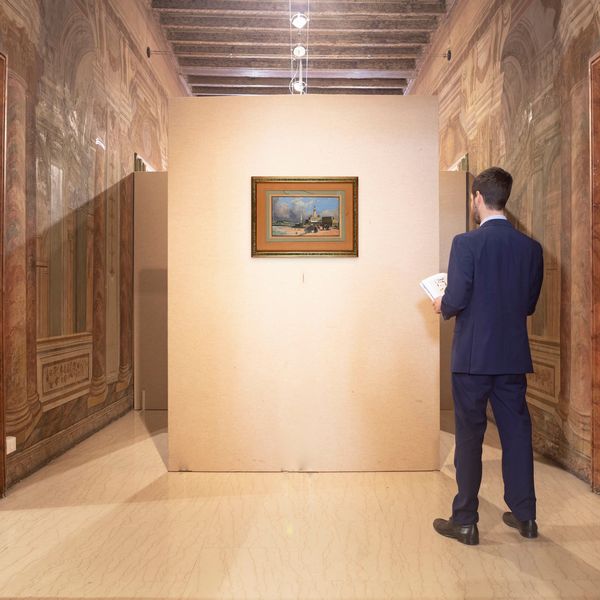 Scuola Europea del XIX secolo : Veduta della spiaggia di Ostenda  - Asta Dipinti del XIX e XX secolo - Associazione Nazionale - Case d'Asta italiane