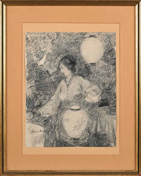 Alessio Issupoff : Giovane donna tra le lanterne luminose  - Asta Dipinti del XIX e XX secolo - Associazione Nazionale - Case d'Asta italiane