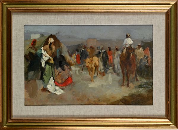 Alfredo Del Sordo : Scena di vita nei pressi delle mura di una citt� araba  - Asta Dipinti del XIX e XX secolo - Associazione Nazionale - Case d'Asta italiane
