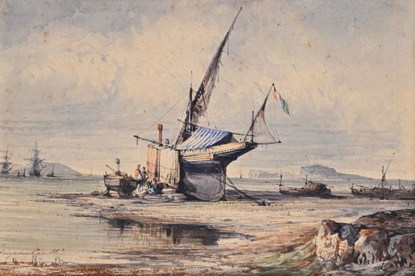 Consalvo Carelli : Veduta del golfo di Napoli da Mergellina  - Asta Dipinti del XIX e XX secolo - Associazione Nazionale - Case d'Asta italiane