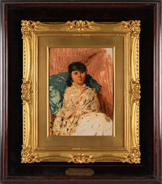 Rubens Santoro : Ritratto di giovane donna in un interno  - Asta Dipinti del XIX e XX secolo - Associazione Nazionale - Case d'Asta italiane