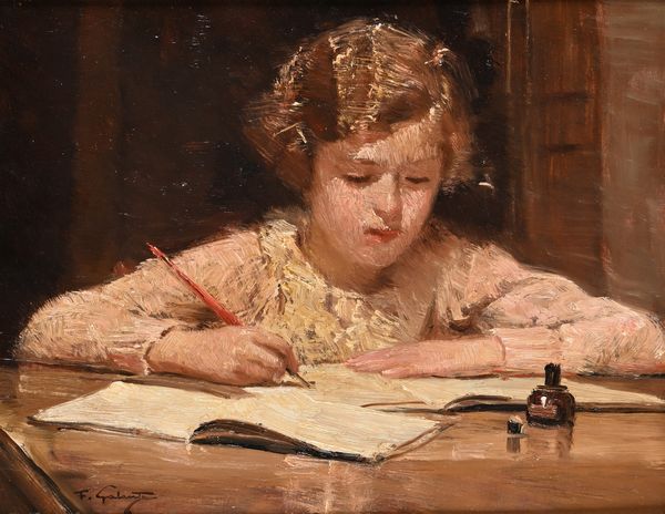 Francesco Galante : Il Compito  - Asta Dipinti del XIX e XX secolo - Associazione Nazionale - Case d'Asta italiane