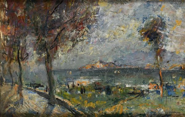 Gennaro Villani : Panorama napoletano	  - Asta Dipinti del XIX e XX secolo - Associazione Nazionale - Case d'Asta italiane